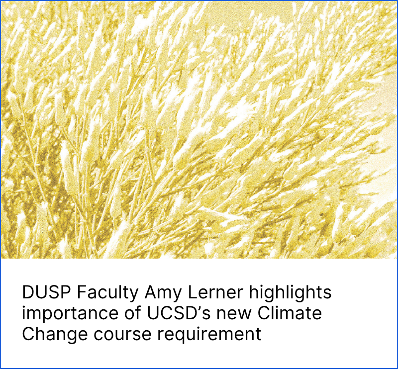 Lerner highlights UCSD climate change requirement.